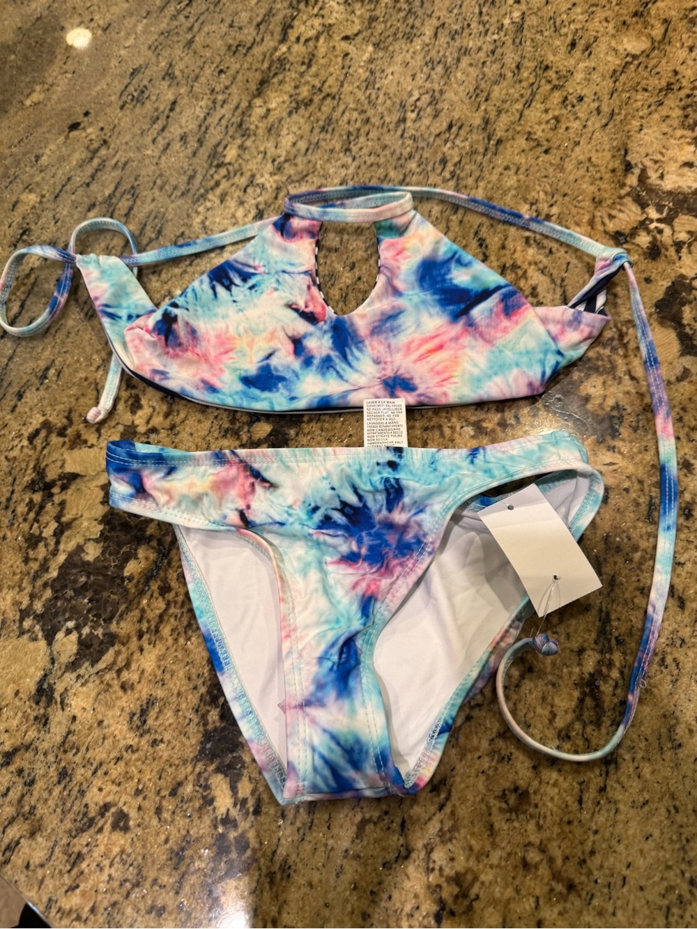 Splendid Tie-Dye Bikini Set - Pink Blue Teal